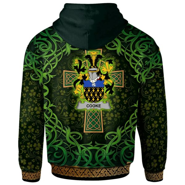 Ireland Hoodie - Cooke Irish Family Crest Hoodie - Celtic Cross Shamrock Patterns - Image 2