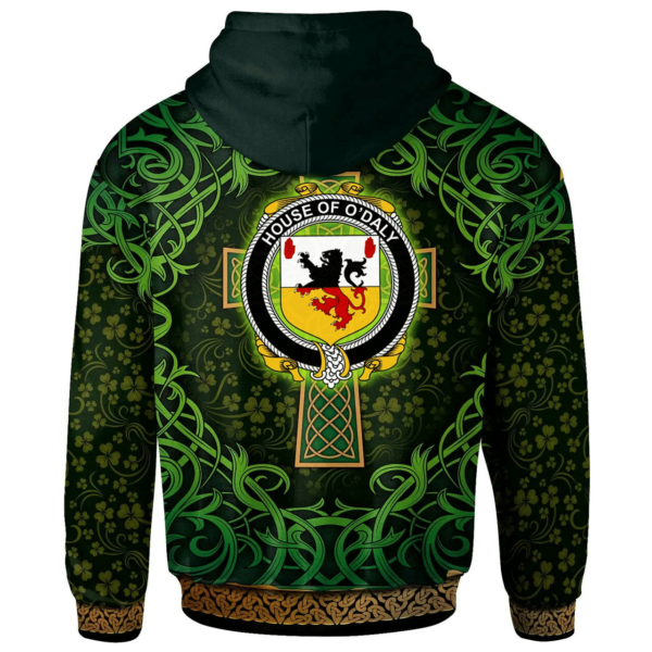 Ireland Hoodie - House of O'DALY Irish Family Crest Hoodie - Celtic Cross Shamrock Patterns - Image 2