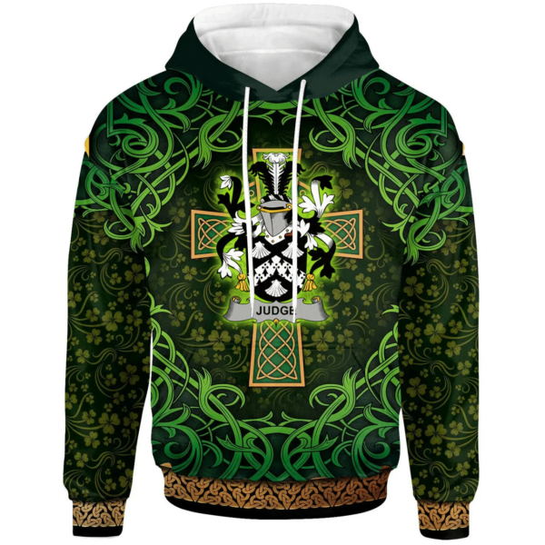 Ireland Hoodie - Judge Irish Family Crest Hoodie - Celtic Cross Shamrock Patterns