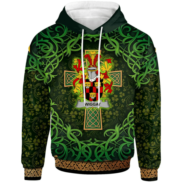 Ireland Hoodie - Wiggat Irish Family Crest Hoodie - Celtic Cross Shamrock Patterns