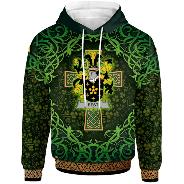 Ireland Hoodie - Best Irish Family Crest Hoodie - Celtic Cross Shamrock Patterns