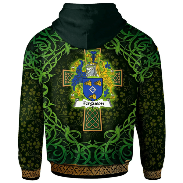 Ireland Hoodie - Ferguson Irish Family Crest Hoodie - Celtic Cross Shamrock Patterns - Image 2