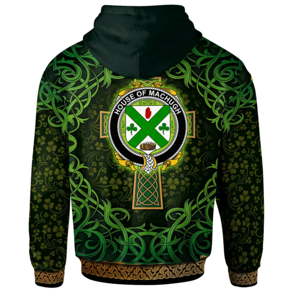 Ireland Hoodie - House of MACHUGH Irish Family Crest Hoodie - Celtic Cross Shamrock Patterns - Image 2