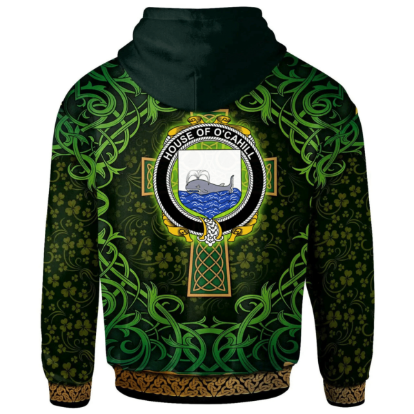 Ireland Hoodie - House of O'CAHILL Irish Family Crest Hoodie - Celtic Cross Shamrock Patterns - Image 2