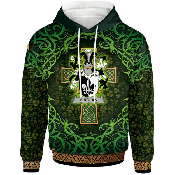 Ireland Hoodie - Finglas Irish Family Crest Hoodie - Celtic Cross Shamrock Patterns