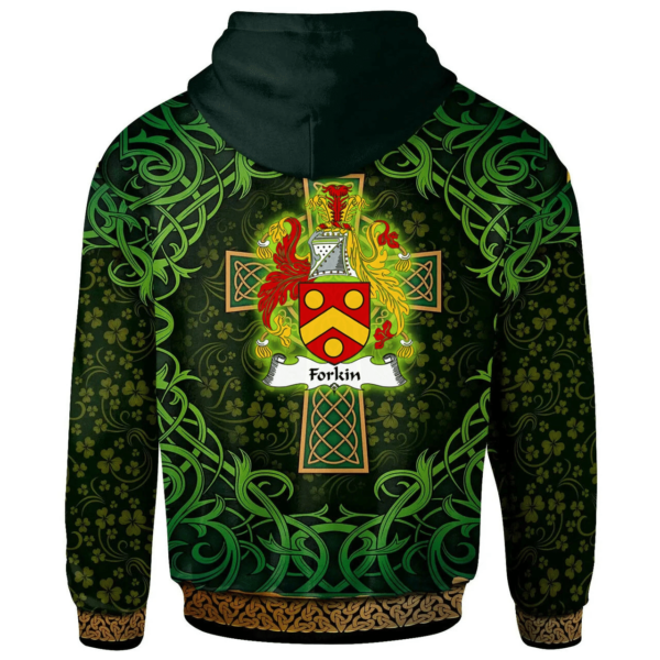 Ireland Hoodie - Forkin Irish Family Crest Hoodie - Celtic Cross Shamrock Patterns - Image 2