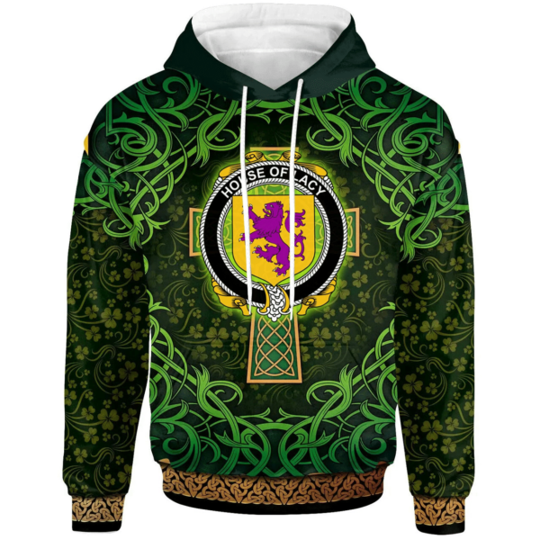 Ireland Hoodie - House of LACY Irish Family Crest Hoodie - Celtic Cross Shamrock Patterns