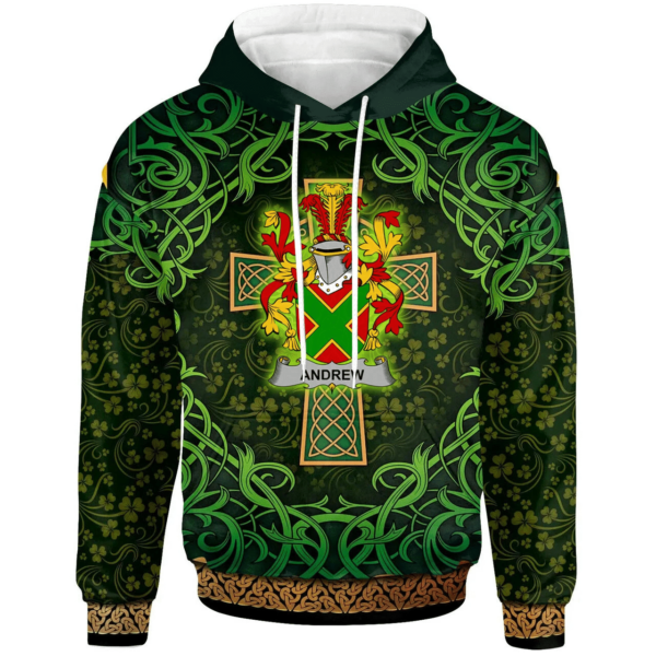 Ireland Hoodie - Andrew Irish Family Crest Hoodie - Celtic Cross Shamrock Patterns