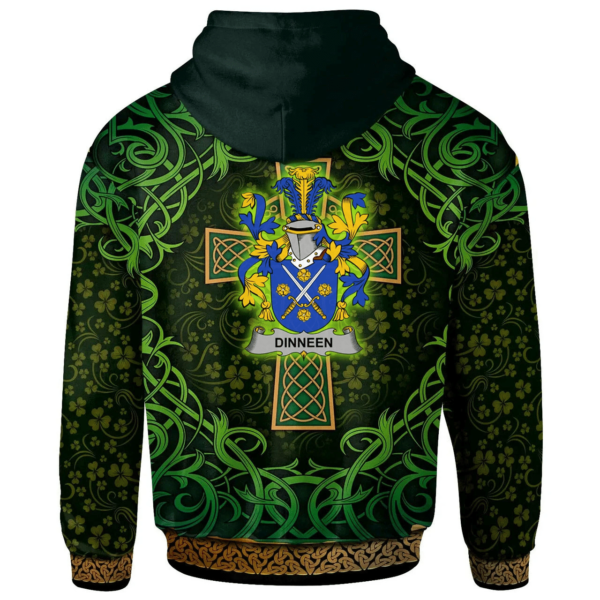 Ireland Hoodie - Dinneen or O'Dinneen Irish Family Crest Hoodie - Celtic Cross Shamrock Patterns - Image 2