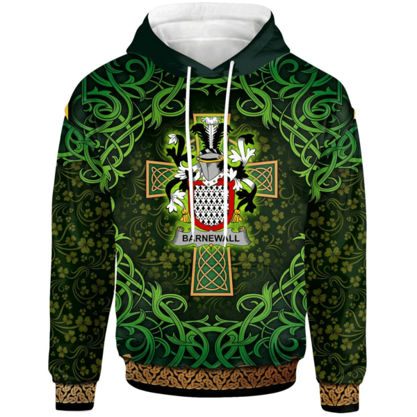 Ireland Hoodie - Barnewall Irish Family Crest Hoodie - Celtic Cross Shamrock Patterns