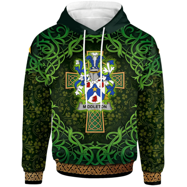 Ireland Hoodie - Middleton Irish Family Crest Hoodie - Celtic Cross Shamrock Patterns