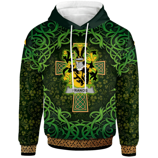 Ireland Hoodie - Francis Irish Family Crest Hoodie - Celtic Cross Shamrock Patterns