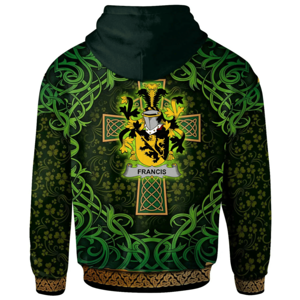 Ireland Hoodie - Francis Irish Family Crest Hoodie - Celtic Cross Shamrock Patterns - Image 2