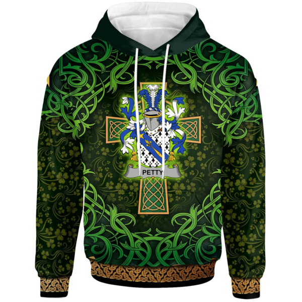 Ireland Hoodie - Petty Irish Family Crest Hoodie - Celtic Cross Shamrock Patterns