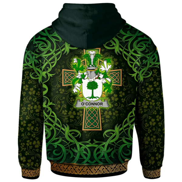 Ireland Hoodie - Connor or O'Connor (Don) Irish Family Crest Hoodie - Celtic Cross Shamrock Patterns - Image 2