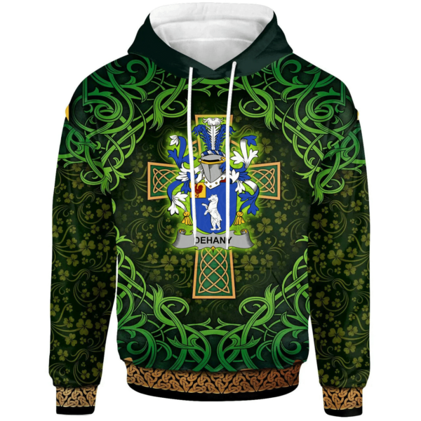 Ireland Hoodie - Dehany Irish Family Crest Hoodie - Celtic Cross Shamrock Patterns