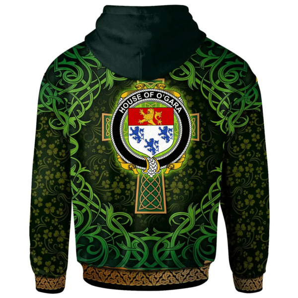 Ireland Hoodie - House of O'GARA Irish Family Crest Hoodie - Celtic Cross Shamrock Patterns - Image 2