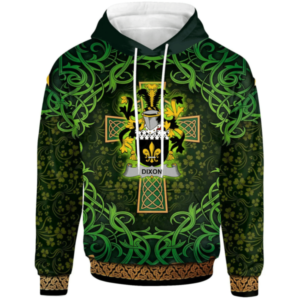 Ireland Hoodie - Dixon Irish Family Crest Hoodie - Celtic Cross Shamrock Patterns