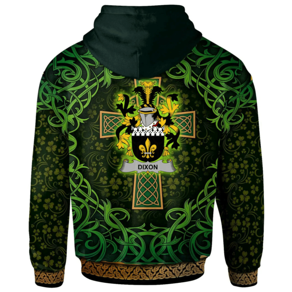 Ireland Hoodie - Dixon Irish Family Crest Hoodie - Celtic Cross Shamrock Patterns - Image 2