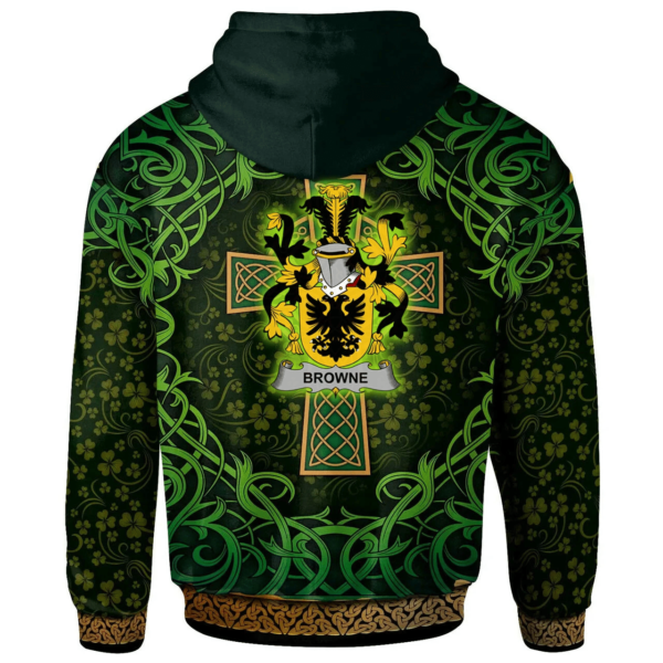 Ireland Hoodie - Browne Irish Family Crest Hoodie - Celtic Cross Shamrock Patterns - Image 2