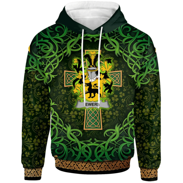 Ireland Hoodie - Ewing Irish Family Crest Hoodie - Celtic Cross Shamrock Patterns