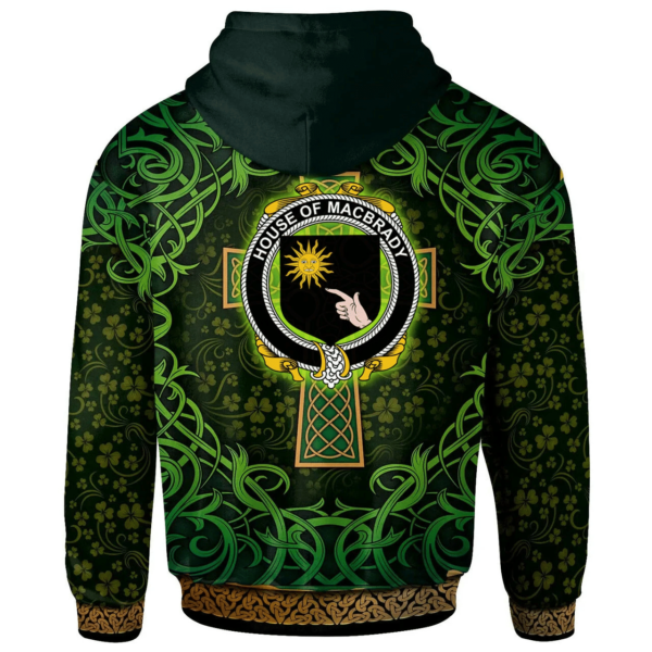 Ireland Hoodie - House of MACBRADY Irish Family Crest Hoodie - Celtic Cross Shamrock Patterns - Image 2