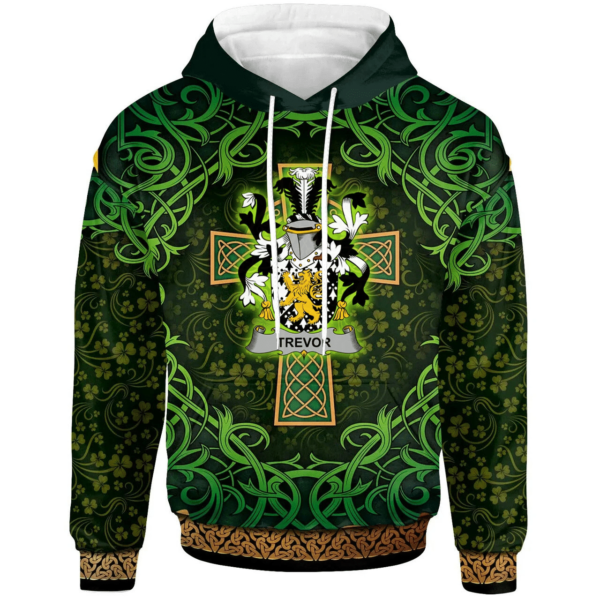 Ireland Hoodie - Trevor Irish Family Crest Hoodie - Celtic Cross Shamrock Patterns