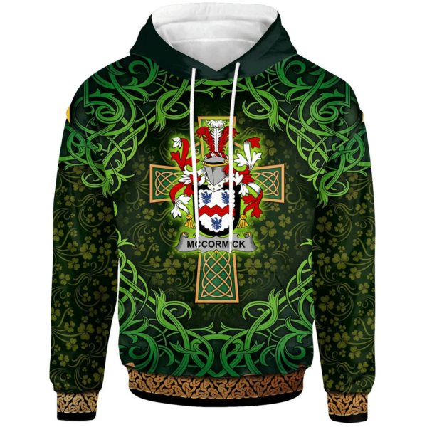 Ireland Hoodie - McCormick Irish Family Crest Hoodie - Celtic Cross Shamrock Patterns