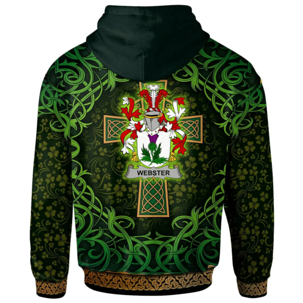 Ireland Hoodie - Webster Irish Family Crest Hoodie - Celtic Cross Shamrock Patterns - Image 2