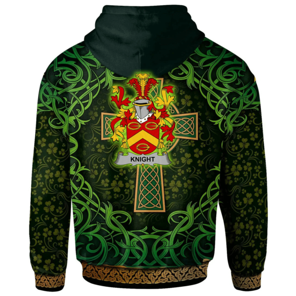 Ireland Hoodie - Knight Irish Family Crest Hoodie - Celtic Cross Shamrock Patterns - Image 2