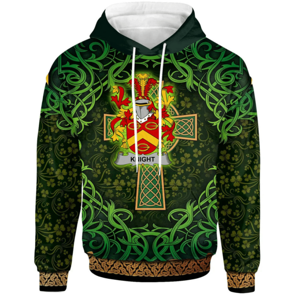 Ireland Hoodie - Knight Irish Family Crest Hoodie - Celtic Cross Shamrock Patterns