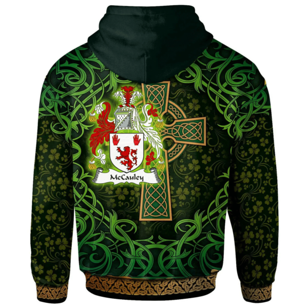 Ireland Hoodie - McCauley Irish Family Crest Hoodie - Celtic Cross Shamrock Patterns - Image 2