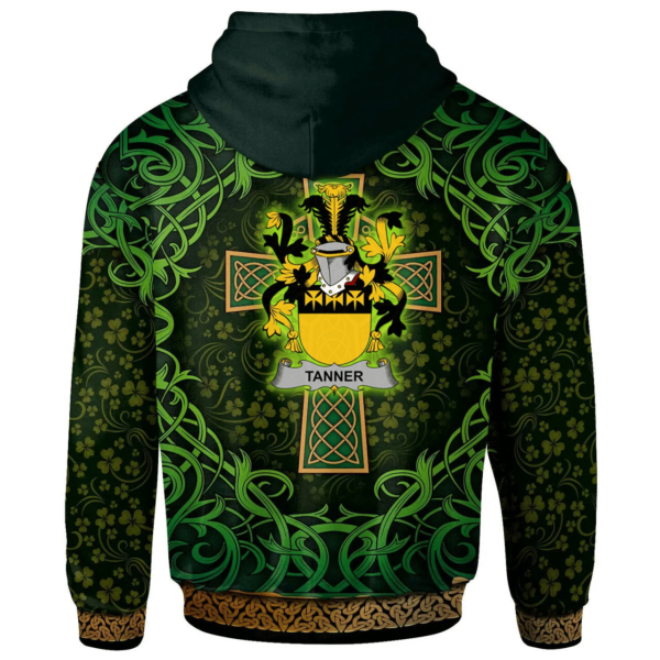 Ireland Hoodie - Tanner Irish Family Crest Hoodie - Celtic Cross Shamrock Patterns - Image 2