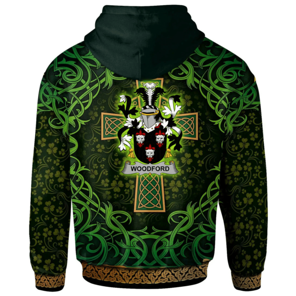 Ireland Hoodie - Woodford Irish Family Crest Hoodie - Celtic Cross Shamrock Patterns - Image 2