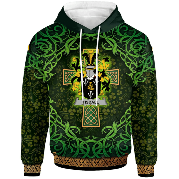 Ireland Hoodie - Tisdall or Tisdale Irish Family Crest Hoodie - Celtic Cross Shamrock Patterns