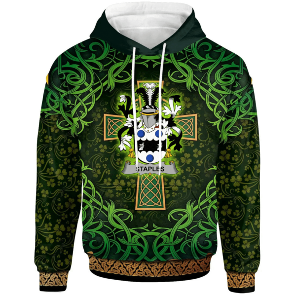 Ireland Hoodie - Staples Irish Family Crest Hoodie - Celtic Cross Shamrock Patterns