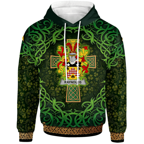 Ireland Hoodie - Raynolds Irish Family Crest Hoodie - Celtic Cross Shamrock Patterns