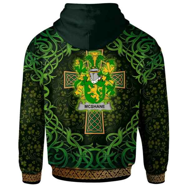 Ireland Hoodie - Shane or McShane Irish Family Crest Hoodie - Celtic Cross Shamrock Patterns - Image 2