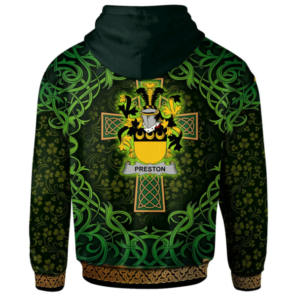 Ireland Hoodie - Preston Irish Family Crest Hoodie - Celtic Cross Shamrock Patterns - Image 2