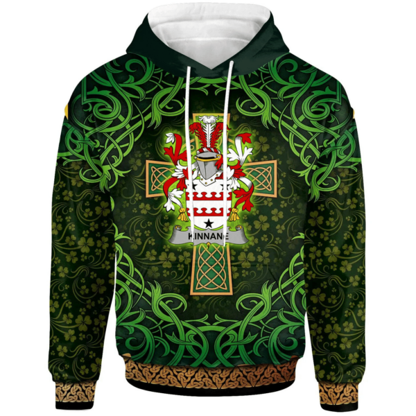 Ireland Hoodie - Kinnane or O'Kinane Irish Family Crest Hoodie - Celtic Cross Shamrock Patterns