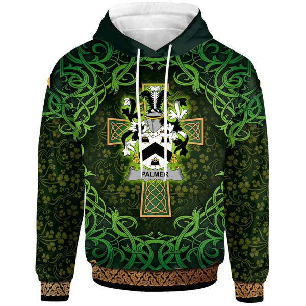 Ireland Hoodie - Palmer Irish Family Crest Hoodie - Celtic Cross Shamrock Patterns