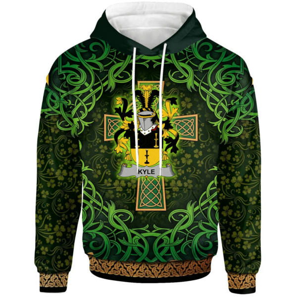 Ireland Hoodie - Kyle Irish Family Crest Hoodie - Celtic Cross Shamrock Patterns