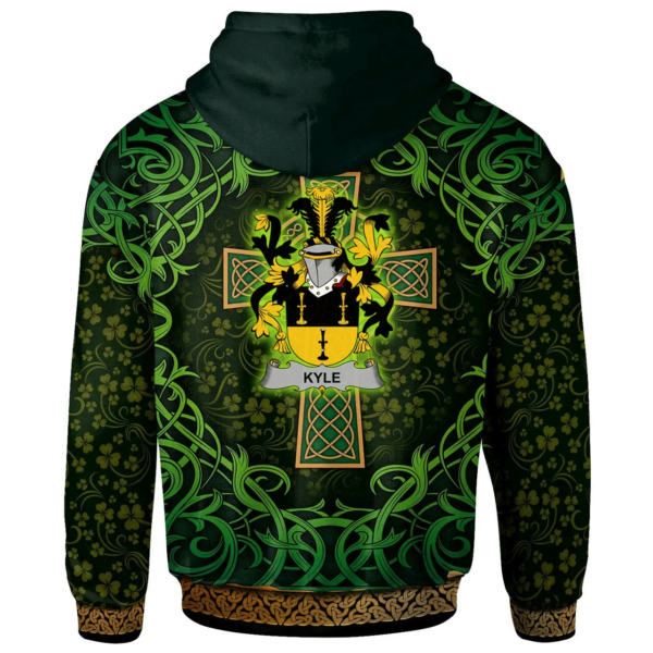 Ireland Hoodie - Kyle Irish Family Crest Hoodie - Celtic Cross Shamrock Patterns - Image 2