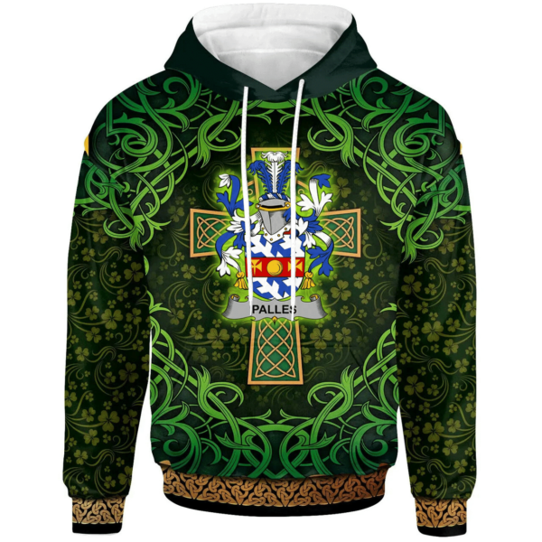 Ireland Hoodie - Palles Irish Family Crest Hoodie - Celtic Cross Shamrock Patterns