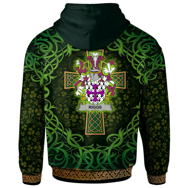 Ireland Hoodie - Riggs Irish Family Crest Hoodie - Celtic Cross Shamrock Patterns - Image 2