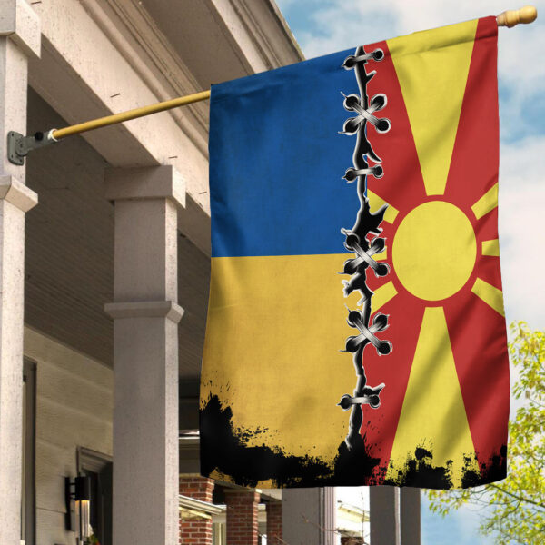 North Macedonia Flag With Ukraine Flag - Image 3