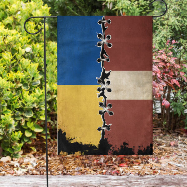 Latvia Flag With Ukraine Flag