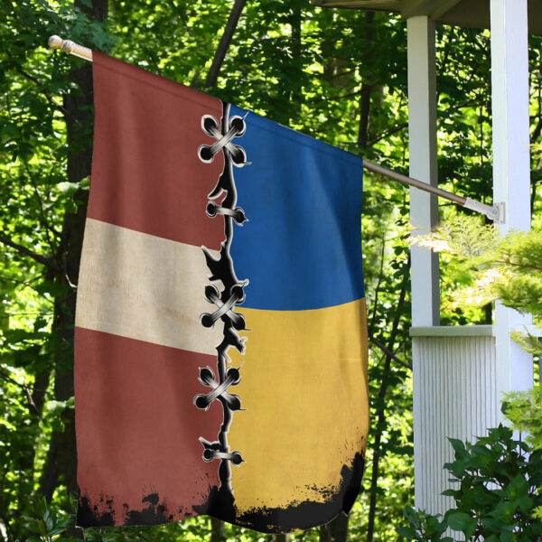 Latvia Flag With Ukraine Flag - Image 2