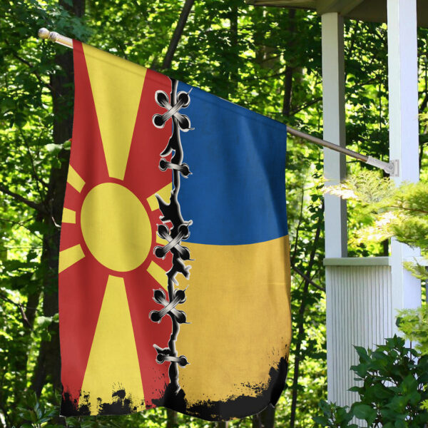 North Macedonia Flag With Ukraine Flag - Image 2