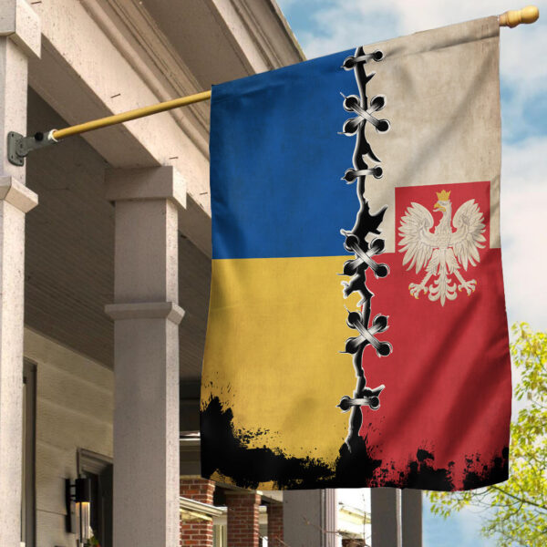 Poland Coat Of Arms Flag With Ukraine Flag